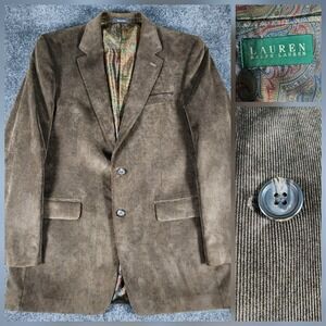 Lauren Ralph Lauren Brown Corduroy Men's Sport Coat Blazer Paisley Lining 42L